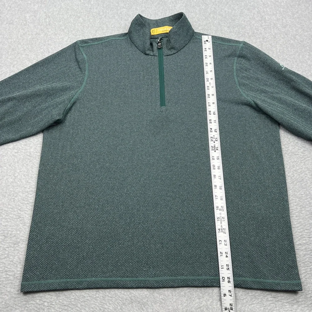 Field Day Sporting Co 1/4 Zip Pullover Mens Large Green Herringbone Stretch Golf